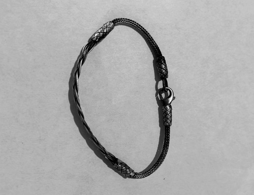 Imagen 3 de 4 de Elegante Pulsera Plata Negra .925 Tejido Para Hombre 7 Mm