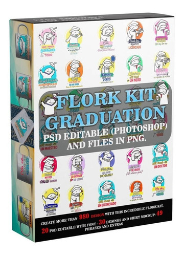 Flork Kit Graduación - 49 Frases - 30 Plantillas - 20 Psd Ed