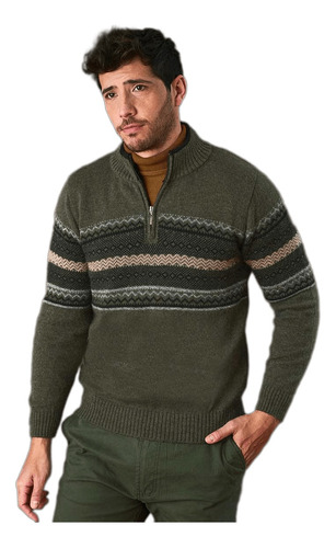  Sweater Hombre Con Jacquard Y Cierre En Cuello Art.  418