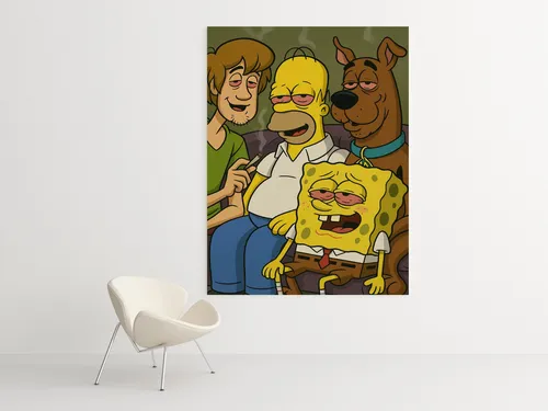 Cuadro Moderno Mural Con Personajes Icónicos De Dibujos Anim Full Hd