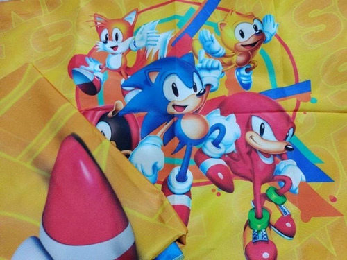 Jogo Lençol Cobre Leito + Fronha Infantil Sonic
