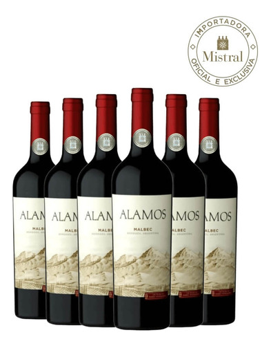 Kit 6 Vinhos Argentino Alamos Malbec Cx 6 Und
