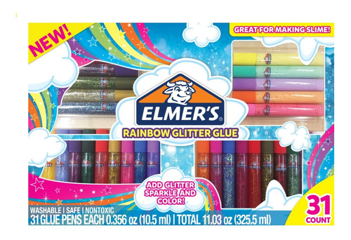 Set 30 Glitter Glue Elmers Rainbow Arcoiris