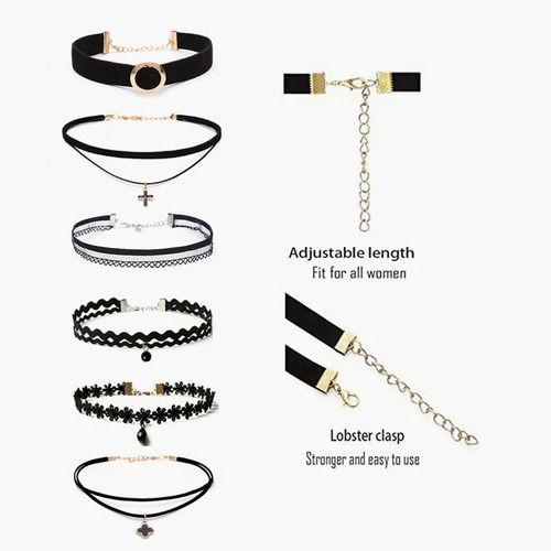 Imagen 4 de 10 de 15 Gargantilla Choker Necklaces Negro Lace,accesorios Collar