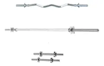 Comprar Barra Cromada, Recta, Z, Par Mancuernas Juego Completo Pesas