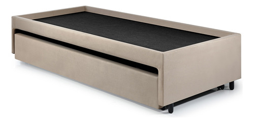 Bicama Box Suede Viúva 120x203 Para Dois Colchões Cor Bege