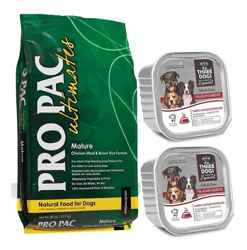 Imagen 1 de 2 de Comida Perro Pro Pac Mature 12kg + 2 Peté + Envío