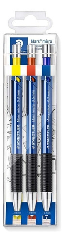 Kit Lapiseira Staedtler Mars Micro 3 Unidades 0.3 0.5 0.7 Cor Azul