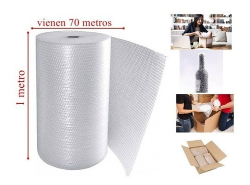 Rollo Plástico Burbuja 1m X 70m + Rollo Cinta (100m) +envío