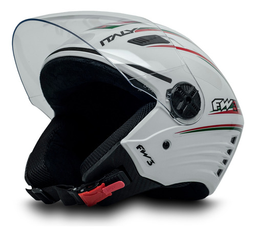 Capacete Com Viseira Cristal Para Moto X Open Itália Branco Desenho Italy (Itália) Tamanho do capacete 56