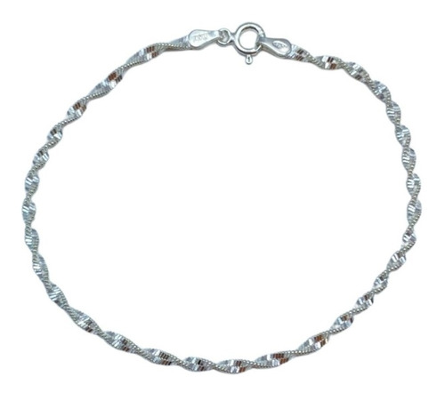 Pulsera Singapur Tradicional Entorchada Plata Fina 925 +caja