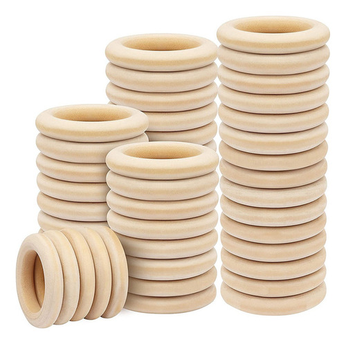 100 Unidades De Anillos De Madera Natural Para Manualidades,