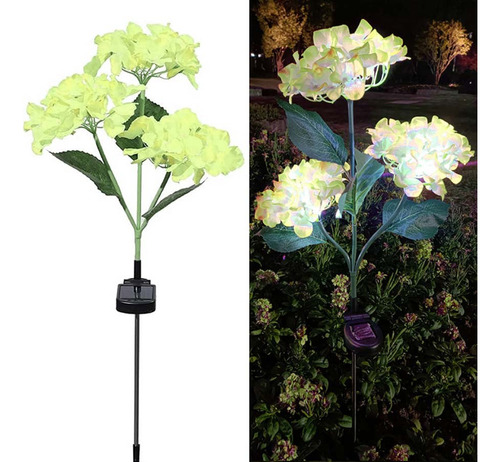 Luces De Flores Solares Led De Hortensias De 3 Cabezales Imp