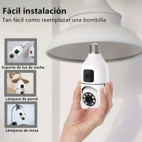 Cámara De Seguridad Wifi Xinshi E27 360°6mp V380 Pro De Doble Lente Con Visión Nocturna Seguimiento Automático Alarma Color Blanco