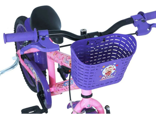 Bicicleta Freeaction Kiss Infantil Aro Rodinha E Cestinha Cor Rosa