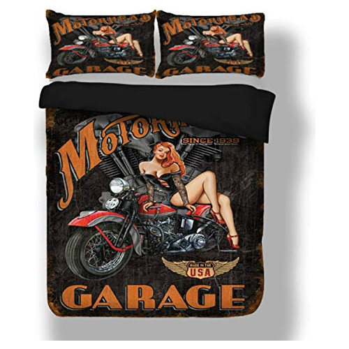 Juego De Ropa De Cama Sexy Garaje Motocicletas, Estampa...