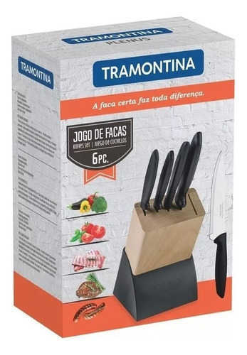 Set Cuchillas Acero Inoxidable Tramontina Plenus 9 Piezas Negro