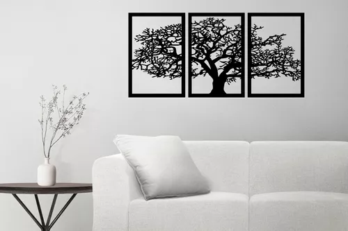 Quadro Decorativo Cactos Xícaras MDF Preto Fosco em Promoção na