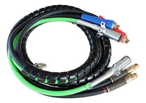 3-en-1 Wrap 7 Way Green Abs Air Brake Lines 12 Ft Truck Trac