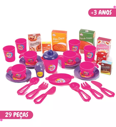 Kit Cozinha Infantil Jogo De Chá Panelas Brinquedo Comidinha - R$ 63,59