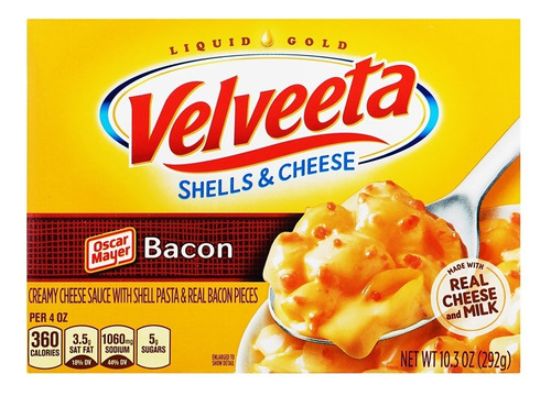 Pasta Para Sopa Shells Velveta Cheese Bacon 292gr 3 Pack Ipg