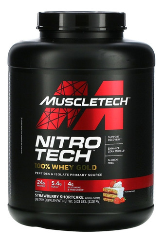 Suplemento en polvo MuscleTech  Nitro Tech 100% Whey Gold proteína sabor strawberry en pote de 2.28kg