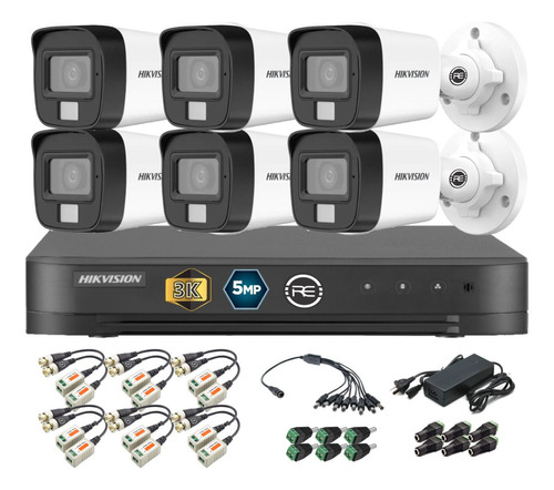 Kit Seguridad Hikvision Dvr + 6 Camaras 5mp Dual Light Audio