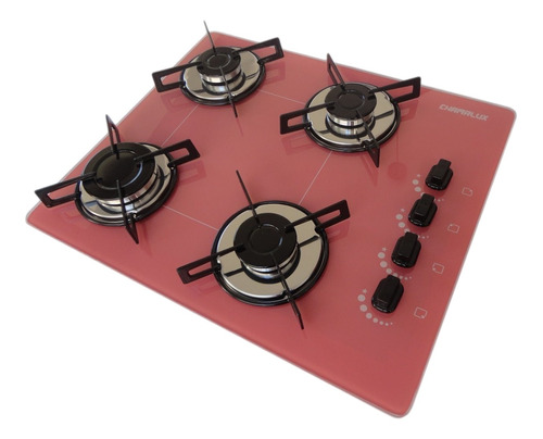 Fogão cooktop gás Chamalux Ultra chama 4 bocas rosa 127V/220V