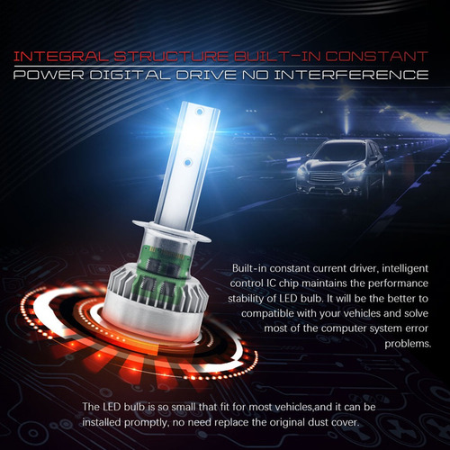 Qc Car Led Light H1 110w 20000lm Mocob Led Faros Completos N