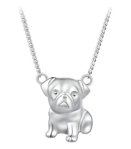 Wostu-collar Con Colgante De Pug De Plata De Ley 9de La Gema