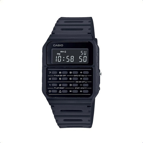 Reloj Casio Ca-53wf-1b Calculadora Color De La Malla Negro Color Del Bisel Negro Color Del Fondo Negro