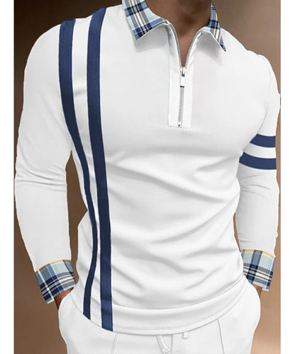 Camisa Casual De Manga Larga A Cuadros A Rayas Para Hombre C