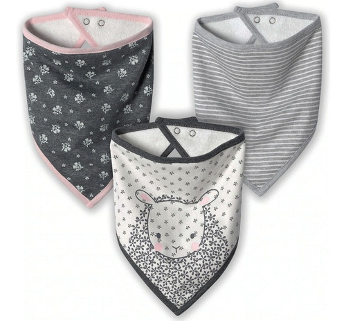 Set De 3 Baberos Tipo Bandana Bebe Niña Just Born By Gerber