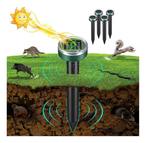 4 Estacas Solar Luz Led Con Repelente Ratas Ratones Roedores