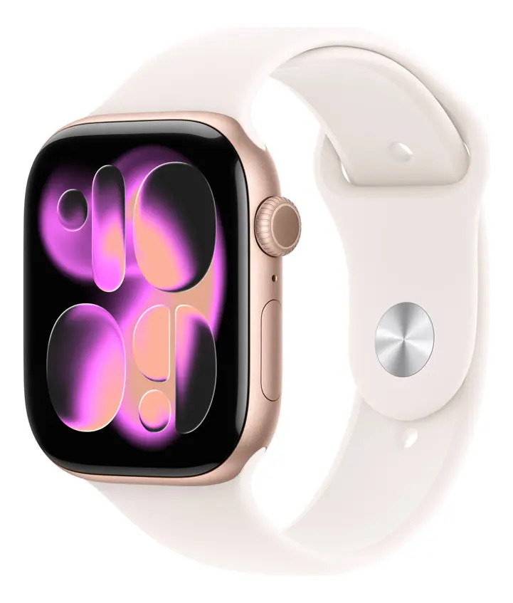 Apple Watch Series 11 GPS + Cellular - Caixa dourada de titânio – 46 mm - Pulseira esportiva blush-clara – P/M