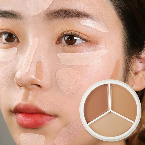 Correctores Tricolores Para Maquillaje Facial Con Pincel
