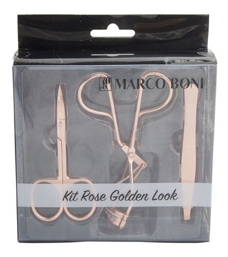 Kit Rose Golden Pinça Tesoura Curvador De Cílios Marco Boni