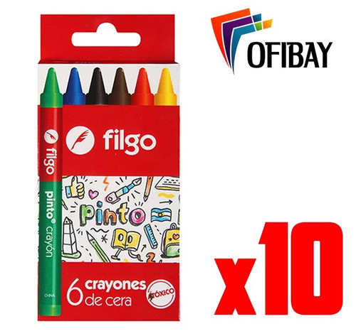 Crayones Crayon Ceras Ceritas Filgo X6 - Pack X 10 Cajas