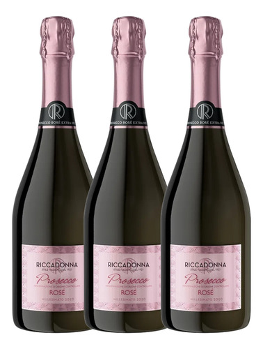 3x Espumante Italiano Riccadonna Prosecco Rosé 750ml