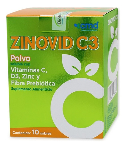 Zinovid C3 Polvo, 10 Sobresc Cmd Sabor Naranja/Mandarina