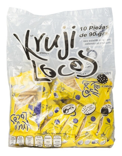 Imagen 3 de 3 de Kruji Loco Churro Sal Y Limon 10 Pzas
