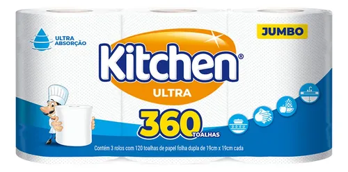 Toalha de Papel Jumbo Folha Dupla Kitchen 360