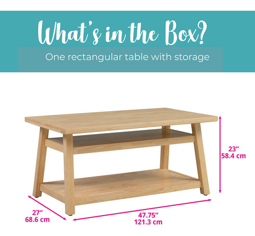 Mesa Rectangular Con Almacenamiento Para Niños Color Natural Color