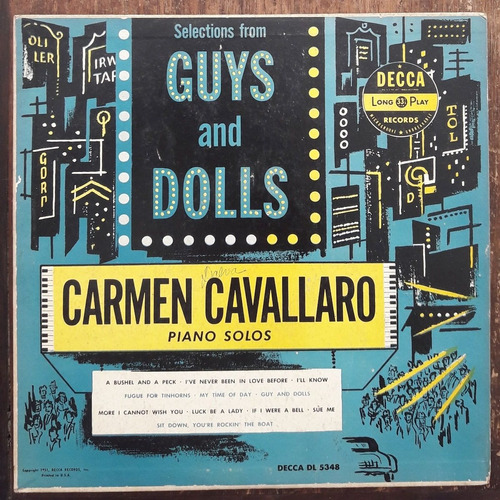 Lp Vinil 10 Carmen Cavallaro Selections From Guys And Dolls