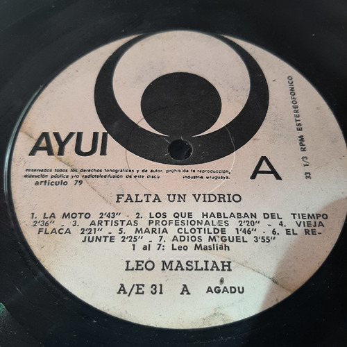 Sin Tapa Disco Leo Masliah Falta Un Vidrio M0