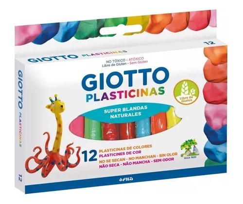 Plastilina Giotto X 12 Barritas Varios Colores X 10 Cajas 