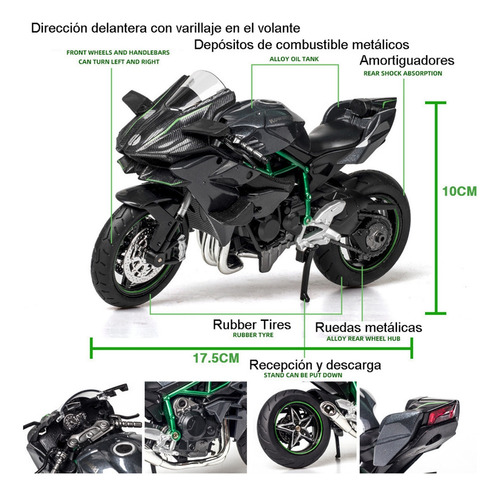 Kawasaki Ninja H2r Miniatura Metal Coche Adornos Coleccion