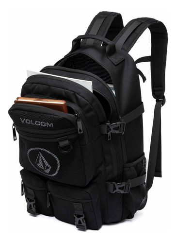 Mochila Bolsa Trabalho Masculina Espaçosa Resistente Cor Preto Desenho Do Tecido Liso