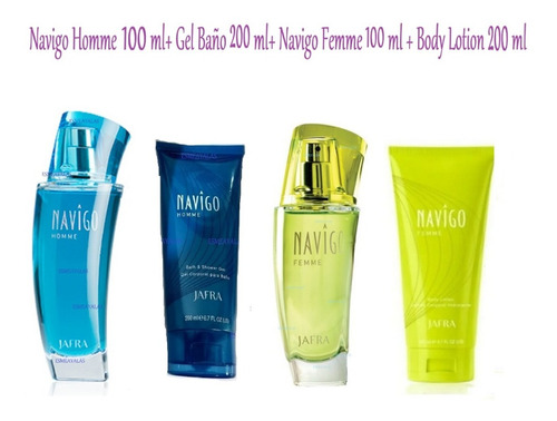 Jafra Navigo Homme+ Femme 100 Ml+ Gel Baño+ Body Lotion