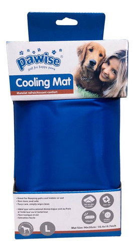 Manta Refrescante Pawise Talla L Perro Alfombra Enfriamiento Color Azul Diseño Liso